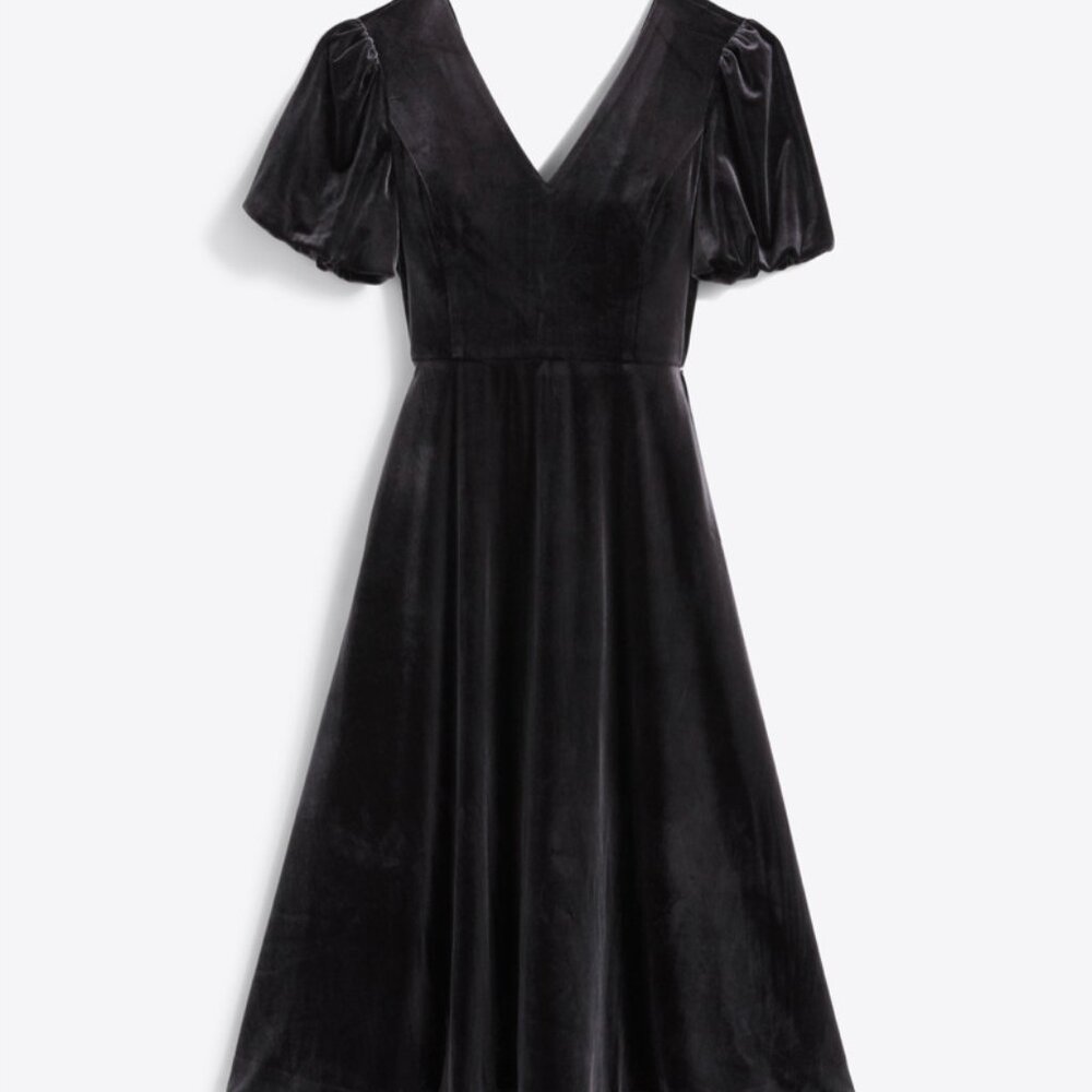NWT Draper James Vivienne Love Circle Midi Dress in Black Velvet